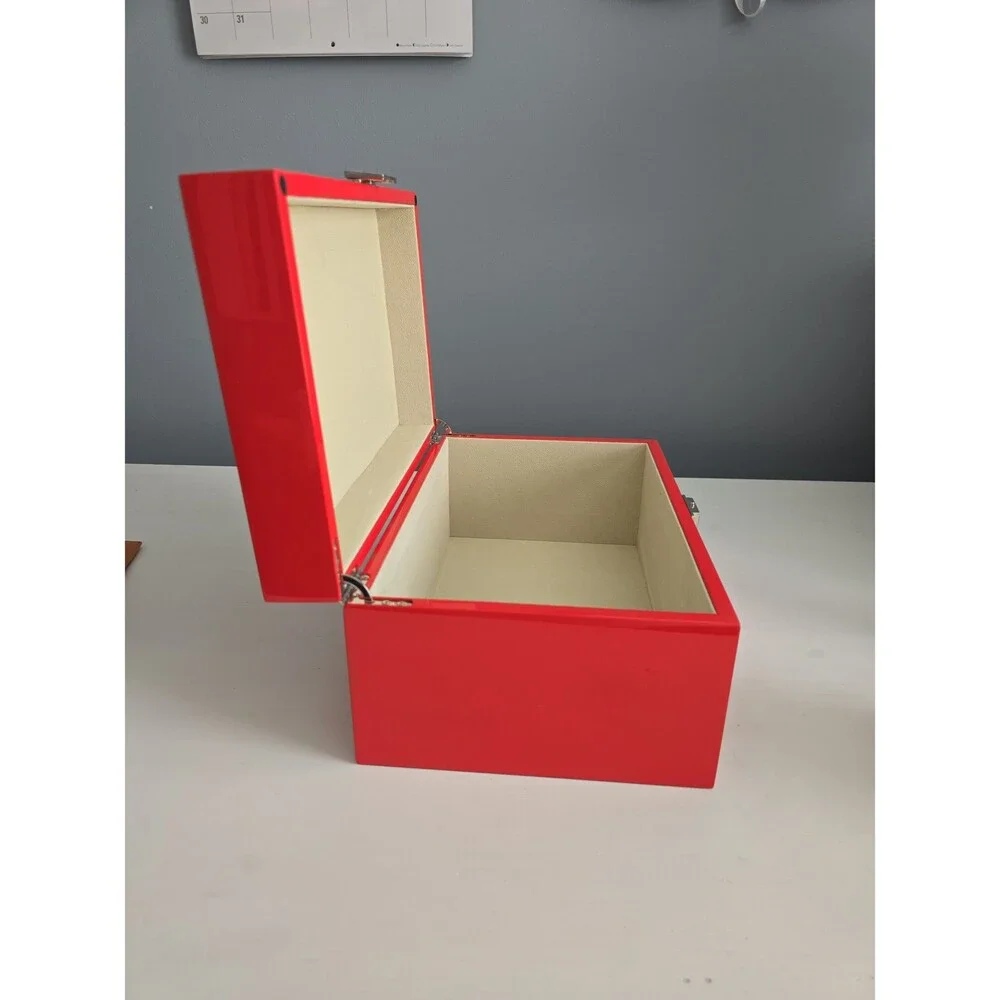 Allure Beauty Red Lacquer Large Jewelry / Makeup Chest NEW